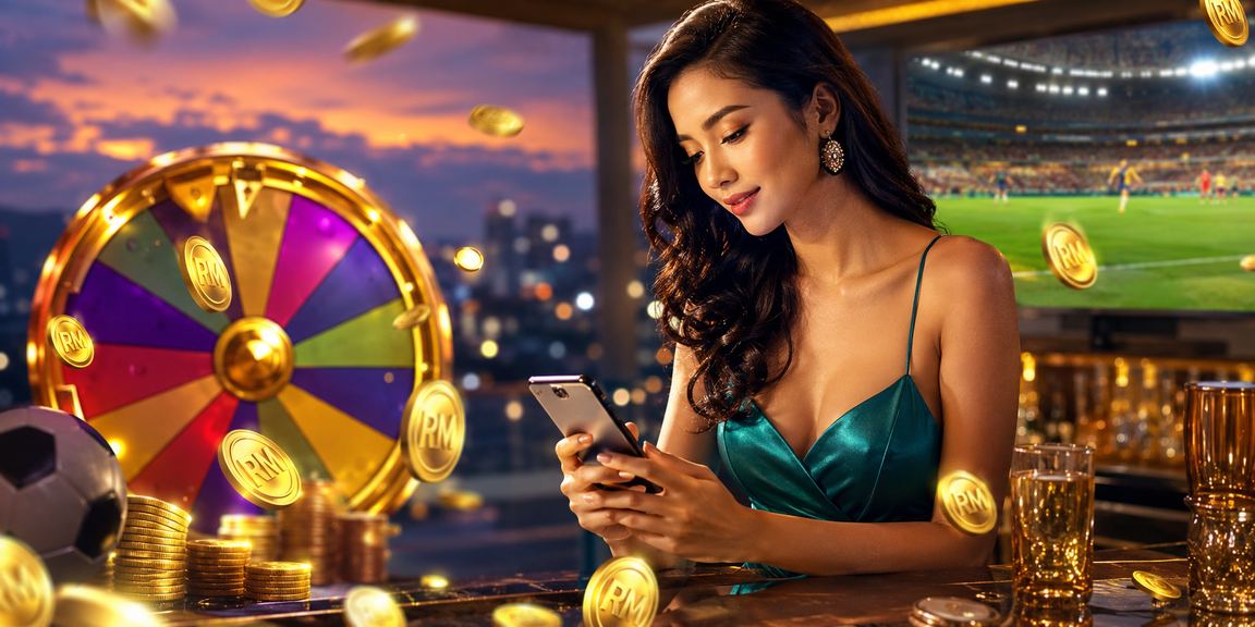 Peserta cabutan bertuah promosi i8live Malaysia memegang hadiah menarik